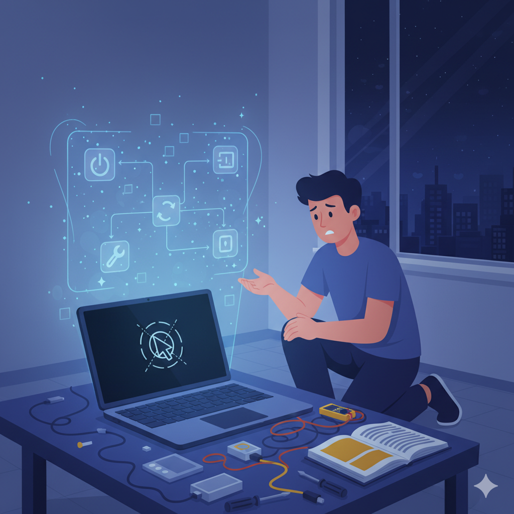 Ilustrasi Laptop/PC Hang atau Black Screen
