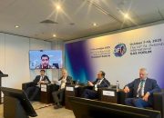 Tenaga Ahli Menteri Energi dan Sumber Daya Mineral (ESDM) Satya Hangga Yudha Widya Putra (ketiga dari kiri) berbicara dalam forum internasional, di St Petersburg, Rusia, secara hybrid, Jumat (10/10/2025). (ANTARA FOTO/Dokumentasi pribadi)