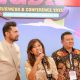 Menkomdigi Meutya Hafid bersama Ketua Asosiasi Game Indonesia (AGI) Shafiq Husein (kiri) dan Dirjen Ekosistem Digital Edwin Hidayat Adullah dalam peluncuran IGRS di IGDX 2025, Kuta, Bali, Sabtu (11/10/2025). (Foto: Bismo Agung/IGID KPM Kemkomdigi)